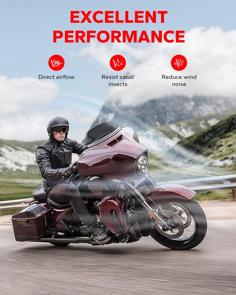 Amazicha Black 7" Wave Windshield Windscreen Compatible for 2014-2023 Harley Davidson Touring Street Glide/Electra Glide/Ultra Limited/Tri Glide FLHT FLHX FLHXS FLHTK - Image 2